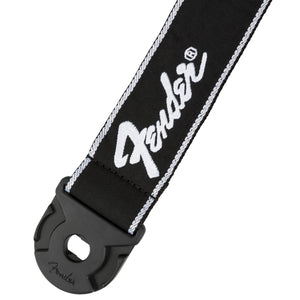 Fender Guitar Strap Quick Grip Locking End Strap Black w/ White Running Logo 2inch - 0990629008