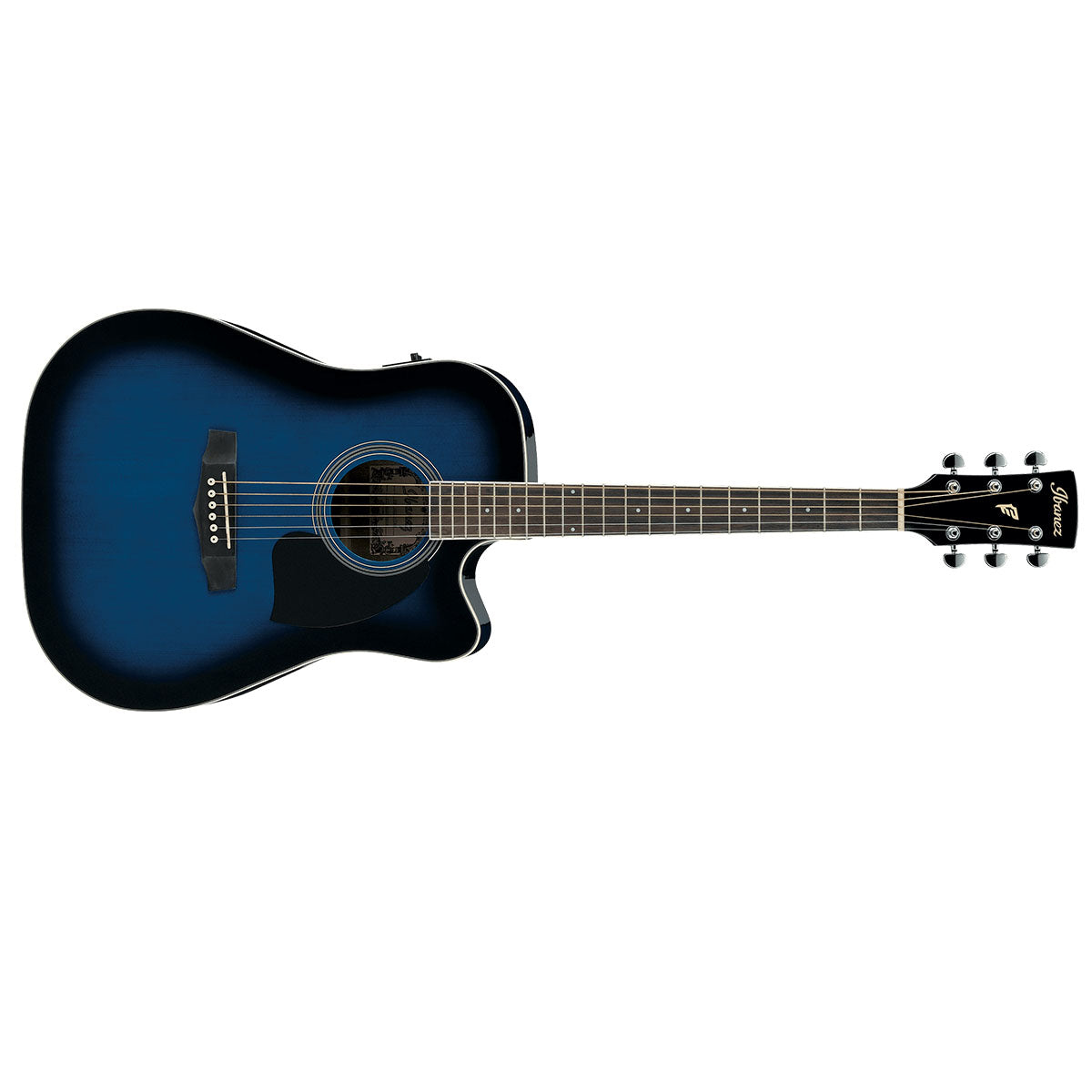 Ibanez PF15ECE Acoustic Guitar Dreadnought Transparent Blue Sunburst High Gloss - PF15ECETBS