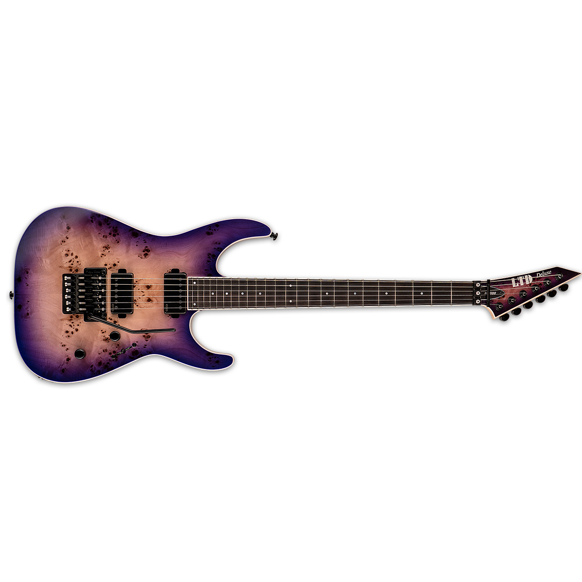 ESP LTD M-1000 Electric Guitar Burled Poplar Purple Natural Burst w/ Floyd Rose & EMGs