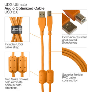 UDG Ultimate U95003 USB2 Cable A-B Orange Straight 3m