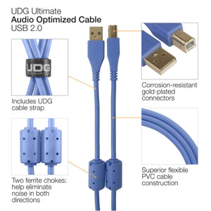 UDG Ultimate U95006 USB2 Cable A-B Blue Angled 3m