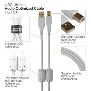 UDG Ultimate U95004 USB2 Cable A-B White Angled 1m