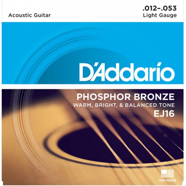 D Addario EJ16 Acoustic Guitar Strings Phosphor Bronze 12 53 Light