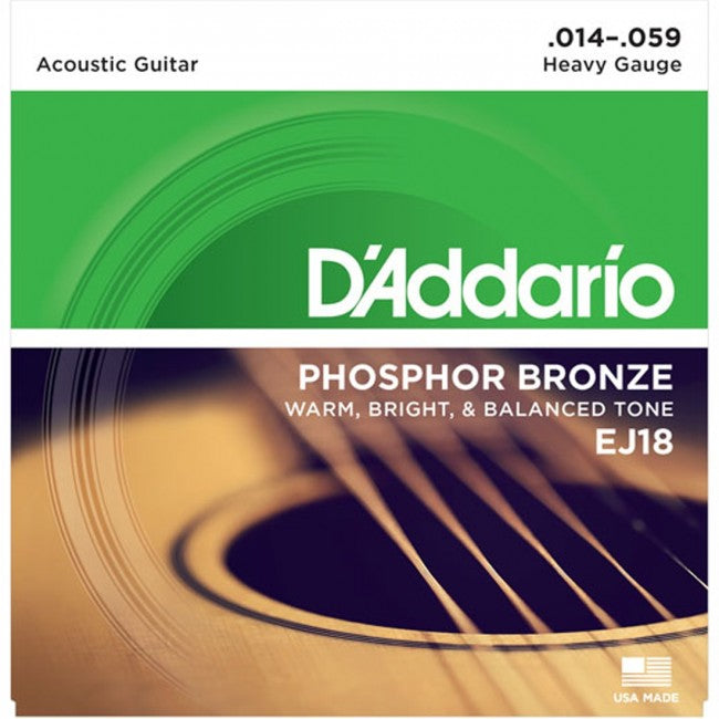 D Addario EJ18 Acoustic Guitar Strings Phosphor Bronze 14 59 Heavy