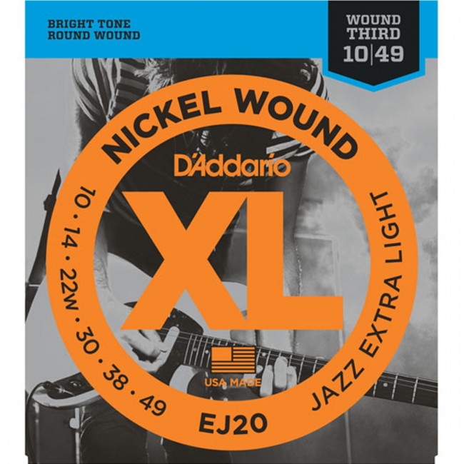 D Addario EJ20 Electric Guitar Strings JAZZ XL Nickel Wound 10 49