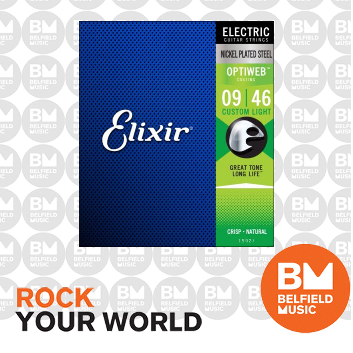 Elixir 19027 Electric Guitar Strings Optiweb Coated Custom Light 9