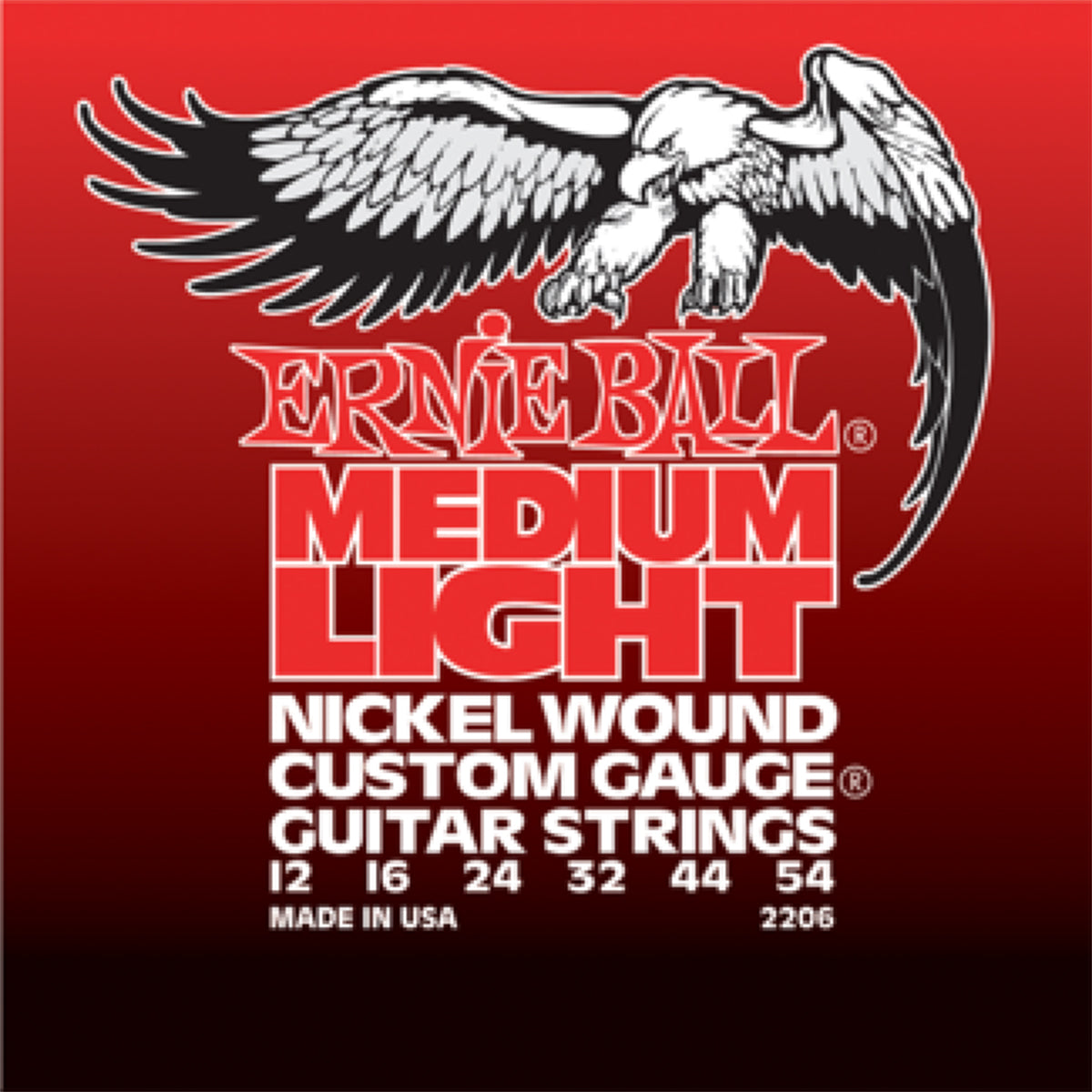 Ernie Ball 2206 Electric Guitar Strings Nickel Wound w/ Wound G Medium Light 12-54