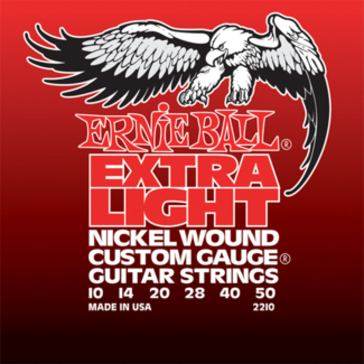 Ernie Ball 2210 Electric Guitar Strings Nickel Wound w/ Wound G Extra Light 10-50