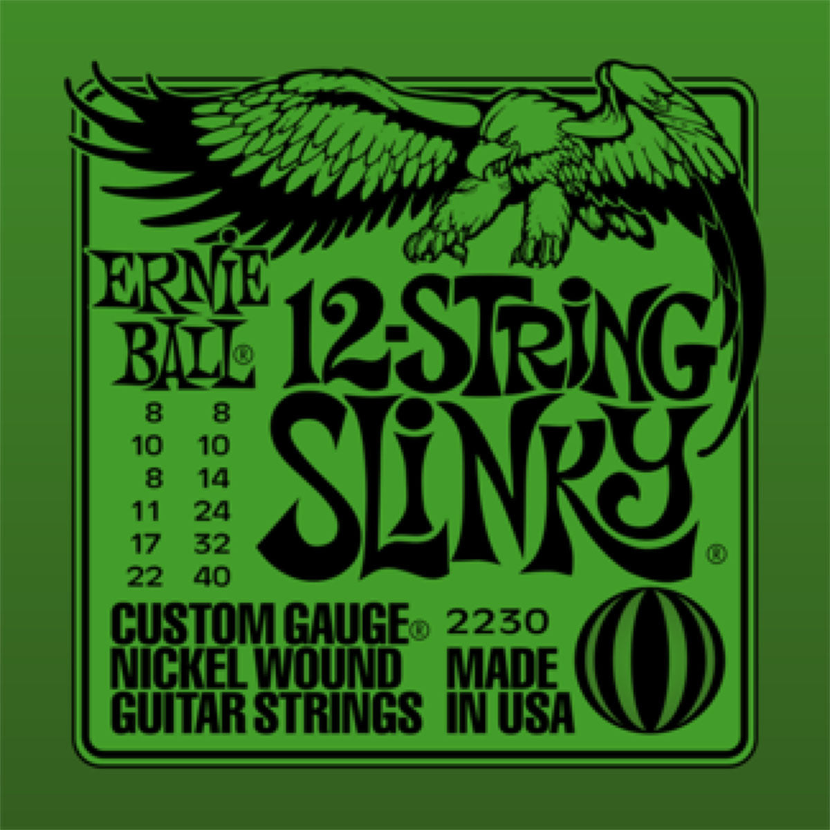 Ernie Ball 2230 Electric Guitar Strings 12-String Nickel Wound Slinky 8-22 & 8-40