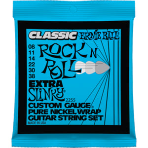 Ernie Ball 2255 Electric Guitar Strings Pure Nickel Rock N Roll Classic Extra Slinky 8-38