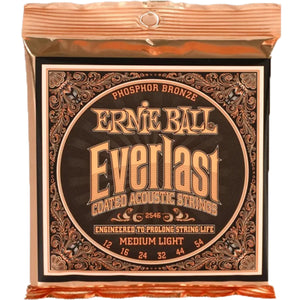 Ernie Ball 2546 Everlast Acoustic Guitar Strings Coated Phosphor Bronze Medium-Light 12-54