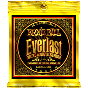 Ernie Ball 2560 Everlast Acoustic Guitar Strings Coated 80/20 Bronze Extra Light 10-50