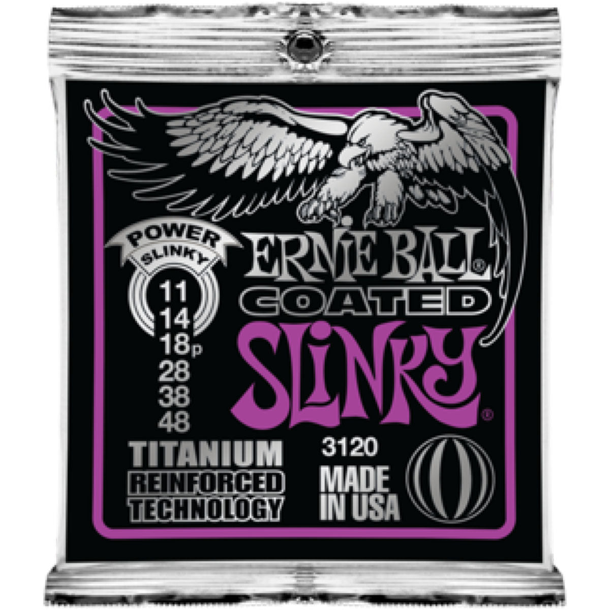 Ernie Ball 3120 Titanium Coated Electric Guitar Strings Power Slinky 11-48