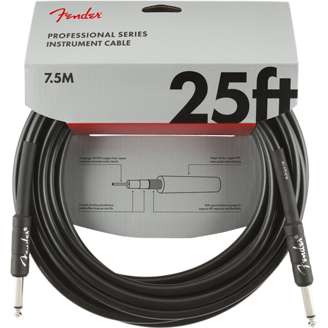 Fender Professional Series Instrument Cable 7.5m (25ft) - 0990820016