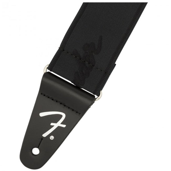 Fender WeighLess Guitar Strap 2inch Running Logo Black/Black ...