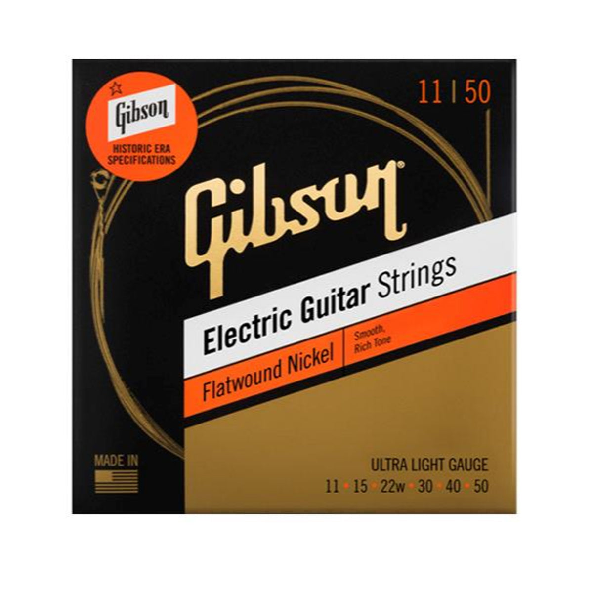 Gibson Flatwound Electric Guitar Strings Ultra Light 11-50 - SEG-FW11