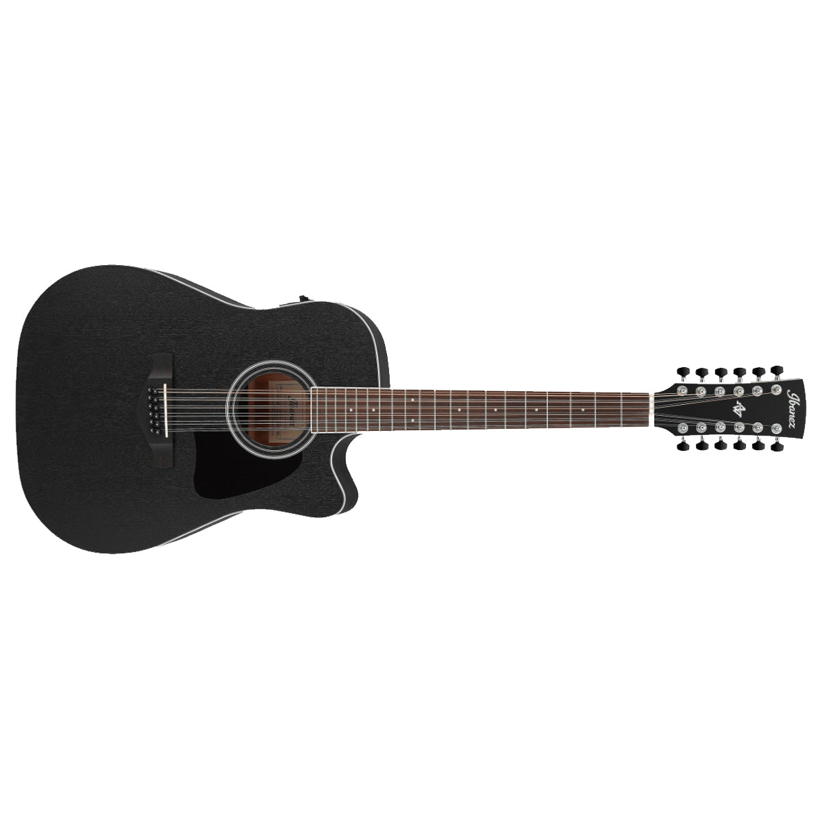 Ibanez AW8412CE Acoustic Guitar 12-String Dreadnought Weathered Black w/Pickup & Cutaway - AW8412CEWK