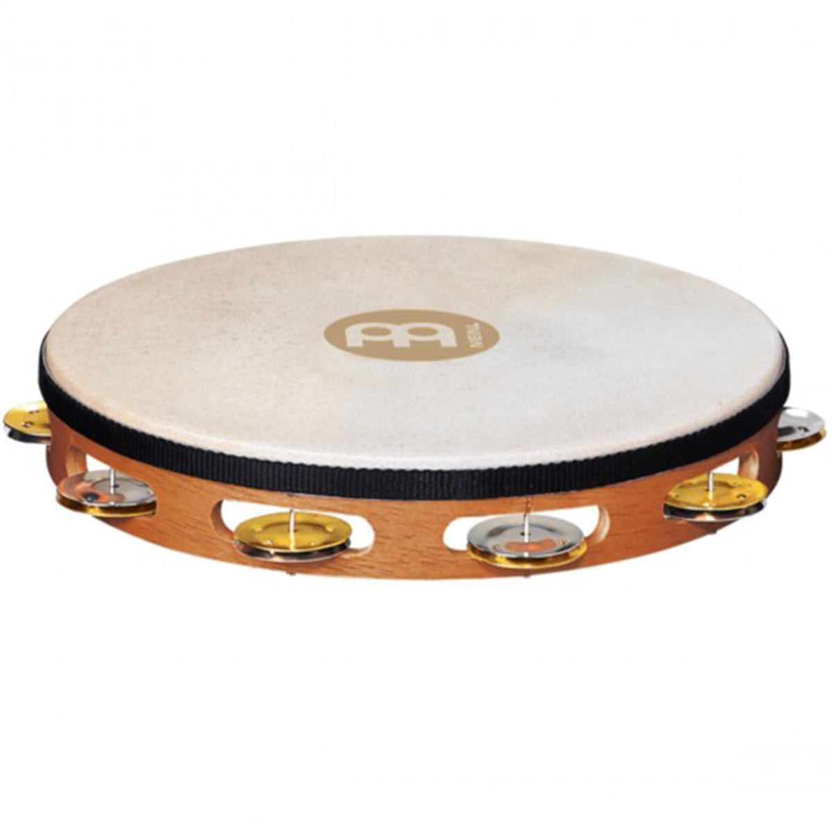 Meinl TAH1M-SNT Headed Wood Tambourine Super Natural w/ 1 Row Dual Alloy Jingles